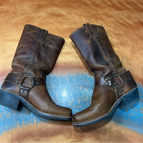 Vintage Frye 12R Brown leather Harness Boots USA Cowgirl size 6 - Picture 3 of 16